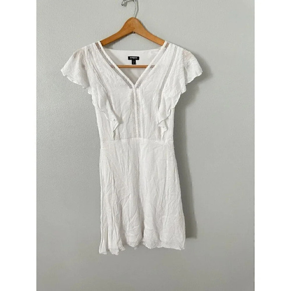 Express Dresses & Skirts - Express Ruffled Sleeved Textured V-Neck Mini Dress Sz XS